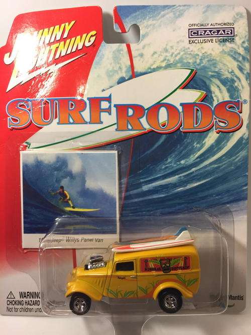 Johnny Lightning - Surf Rods - 1933 Jeep Willys Panel Van - Yellow - Long Card