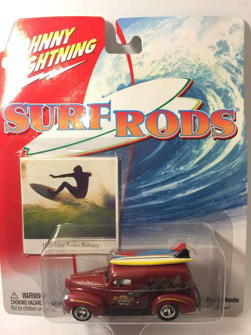 Johnny Lightning - Surf Rods - 1940 Ford Sedan Delivery - Red - Long Card