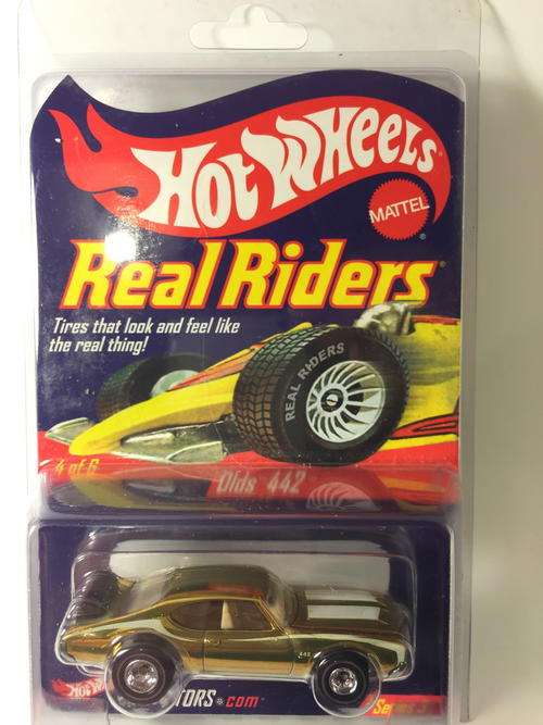 Hot Wheels - Olds 442 - 2004 HWC Real Riders #4 10500 Produced  - Yellow - Long Card
