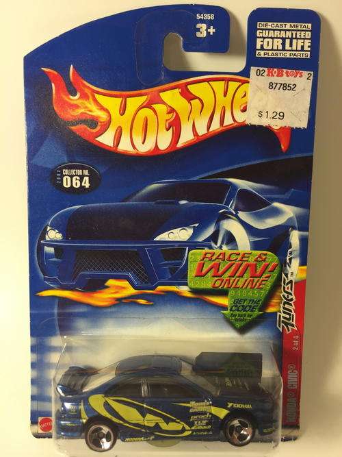 Hot Wheels - Honda Civic - 2002 Tuners Series #2  - Blue - Long Card