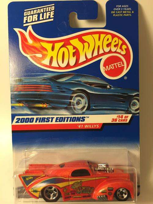 Hot Wheels - 41 Willys - 2000 First Editions #14 - Orange - Long Card