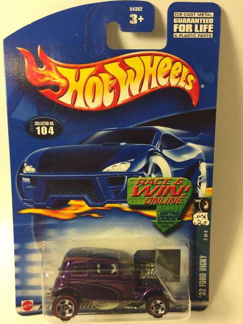 Hot Wheels - 34 Ford Vicky - 2002 Red Lines Series #02  - Purple - Long Card