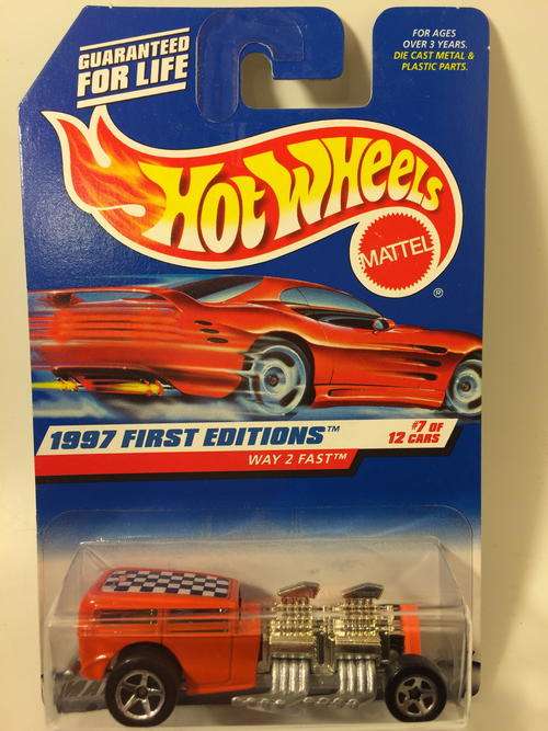 Hot Wheels - Way 2 Fast - 1997 First Editions #7  - Orange - Long Card