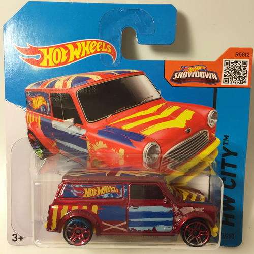 HW - 67 Austin Mini Van  - 2015 Hot Wheels HW City HW Art Cars  - Red - Carded
