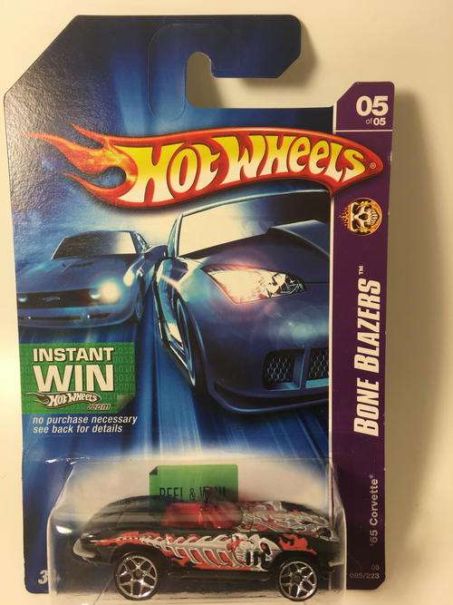 Hot Wheels - 65 Corvette - 2006 Bone Blazers Series #5 - Black - Long Card