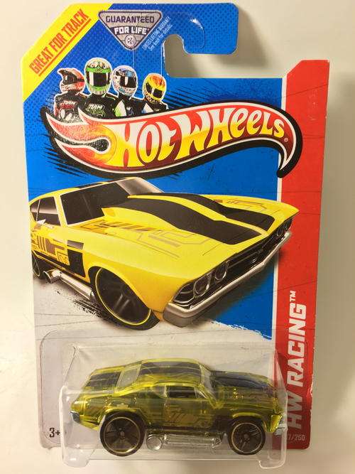 Hot Wheels - 69 Chevelle - 2013 Hot Wheels HW Racing X-Raycers  - Yellow - Long Card