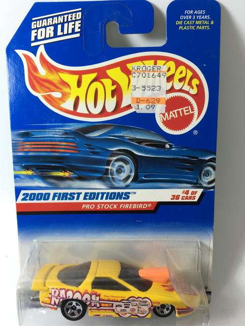 Hot Wheels - Pro Stock Firebird - 2000 First Editions #4  - Yellow - Long Card -