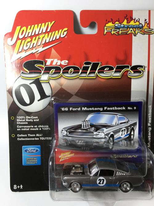 JL-66 Ford Mustang-Johnny Lightning - The Spoilers-Silver-Blister Pack-Blister Cut Open