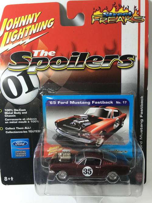 JL-66 Ford Mustang Fastback-Johnny Lightning - The Spoilers-Burgandy-Blister Pack-Blister Cut Open