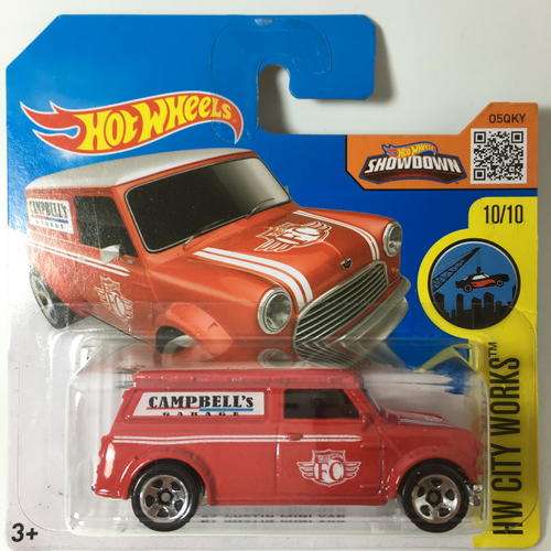 Hot Wheels-67 Austin Mini Van-2016 Hot Wheels HW City Works-Red-Carded-