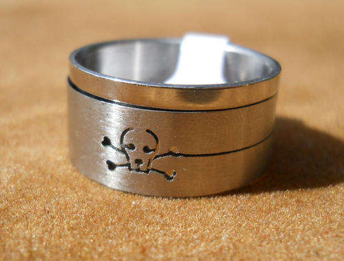 SKULL STAINLESS STEEL SPINNER RING 17mm
