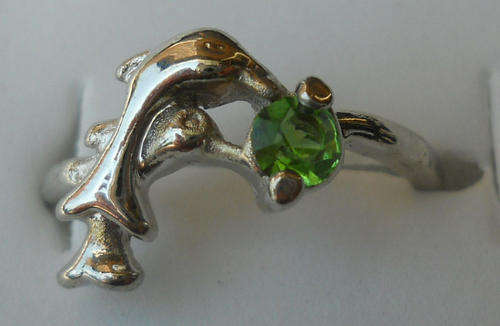 LADIES DOLPHIN COSTUME RING WITH COLOURED STONE 17mm