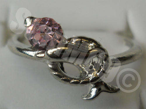 LADIES DOLPHIN STAINLESS STEEL RING WITH COLOURED STONE 16mm