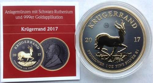 2017 South Africa Silver Krugerrand RARE Black Ruthenium Edition