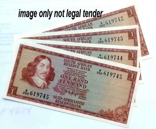 TW de Jongh 2nd issue lot of 4 R1 notes - consecutive numbers UNC