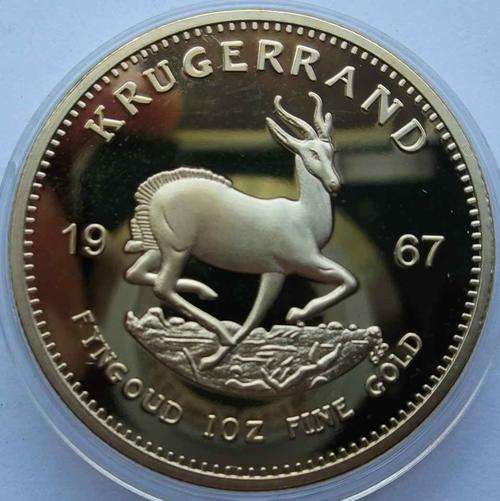 1 Ounce Gold Plated South African Krugerrand Coin 1967