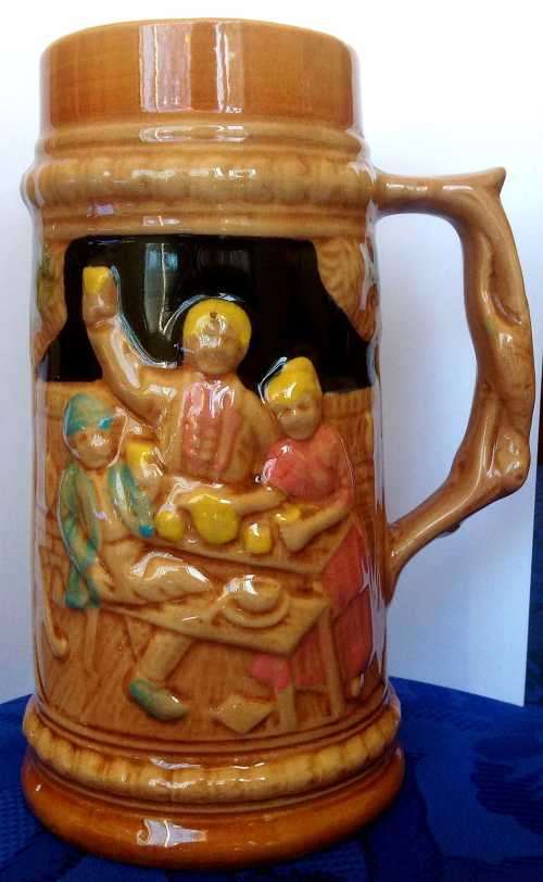 Large Brown Ceramic Stoneware Tankard
