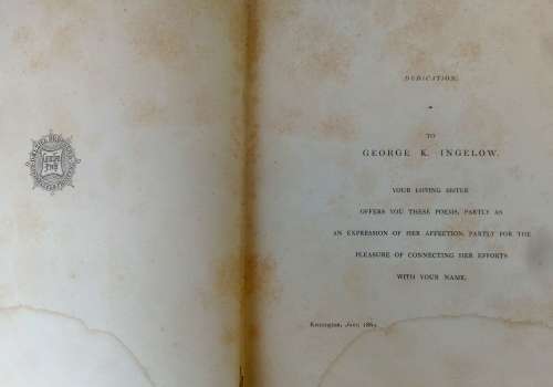 1867 antiquarian and collectable book Poems` by Jean Ingelow, Illustrated.