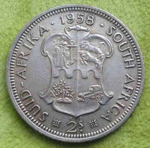 S A UNION 1958 SILVER 2 SHILLING COIN
