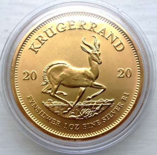 2020 SILVER 1OZ KRUGERRAND  GOLD PLATED