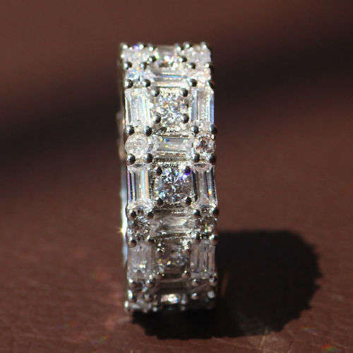 *****ELEGANT***** WHITE SAPPHIRE WOMAN 925 (STAMPED) SILVER RING SIZE 8 (SA Q)