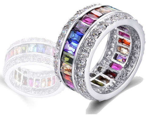 (R1500.00)****MORGANITE TOPAZ GARNET AMETHYST KUNZITE PERIDOT RUBY****WOMAN 925 SILVER RING SIZE 8