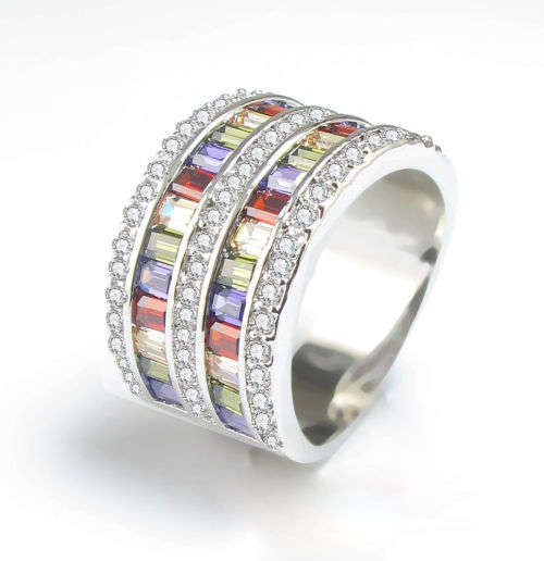 (R1800.00) WOW!!!! MORGANITE TOPAZ GARNET AMETHYST RUBY 925 (STAMPED) SILVER RING SIZE 9 (SA R)