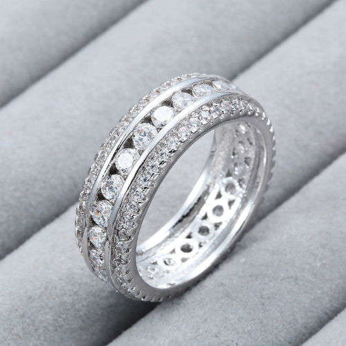 *****ELEGANT VINTAGE WHITE ZIRCON***** WOMAN 925 (STAMP) SILVER RING SIZE 8 (SA Q)