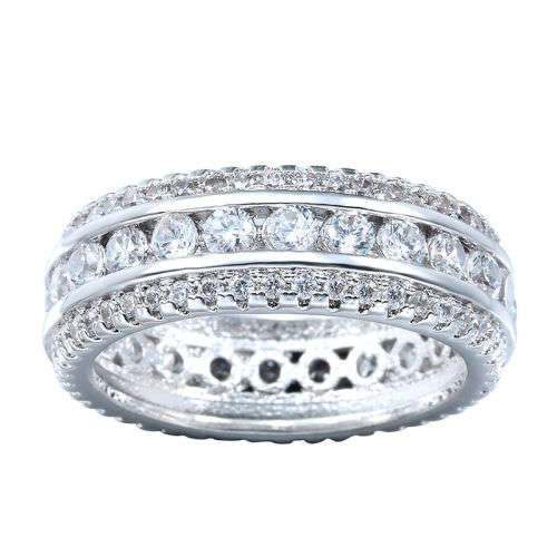 *****ELEGANT VINTAGE WHITE ZIRCON***** WOMAN 925 (STAMP) SILVER RING SIZE 8 (SA Q)