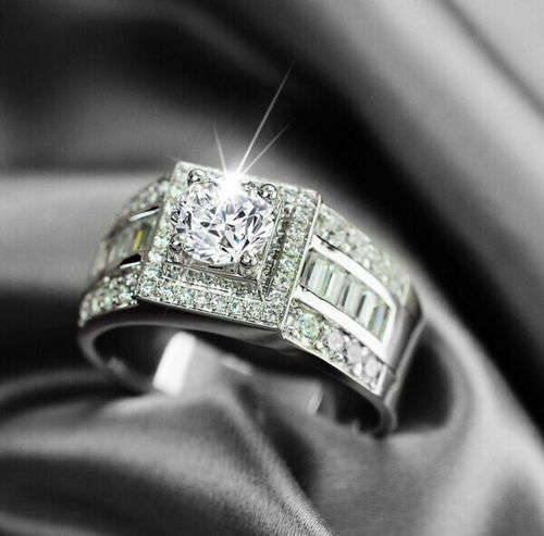 *****GORGEOUS WHITE SAPPHIRE 2.55ct & ZIRCON***** WOMAN 925 (STAMPED) SILVER RING SIZE 7/8/9 (O/Q/R)