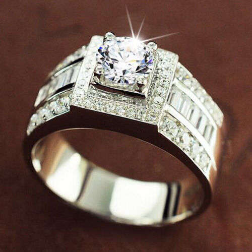 *****GORGEOUS WHITE SAPPHIRE 2.55ct & ZIRCON***** WOMAN 925 (STAMPED) SILVER RING SIZE 7/8/9 (O/Q/R)