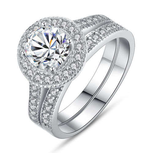 *****ELEGANT & BEAUTIFUL***** SAPPHIRE 2.55ct & ZIRCON OVAL 2pc 925 (STAMPED) SILVER RING SIZE 8(Q)