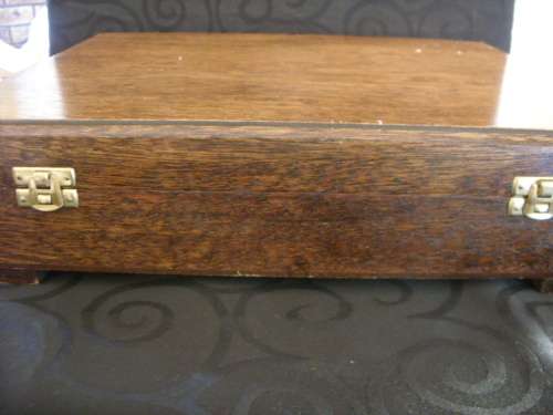 Vintage Thai bronze and rosewood 48 piece canteen for 12 in wooden box