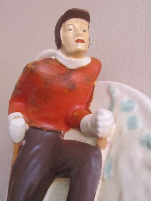 SALE!! Stunning ceramic Retro wall plaque of a skier in 3-D