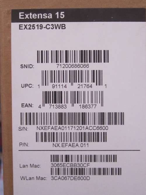 Acer Extensa 15 EX 2519 - C3WB Laptop