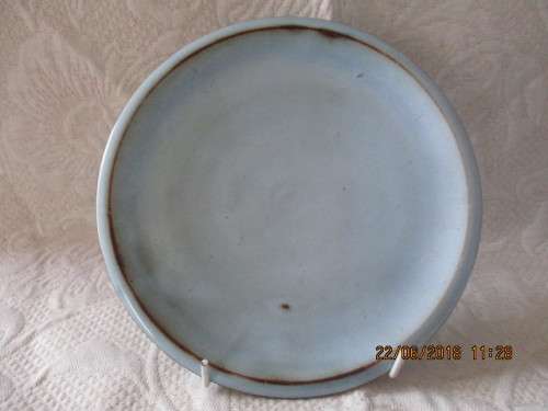 Linnware sideplate in pastel blue & brown - 18 cm wide