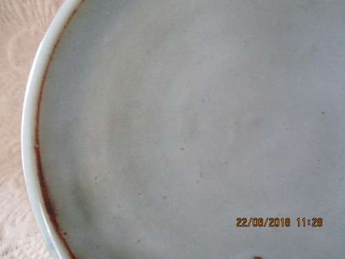 Linnware sideplate in pastel blue & brown - 18 cm wide