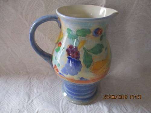 Royal Doulton Jug - glazed over handpainted fruit - 193 mm high