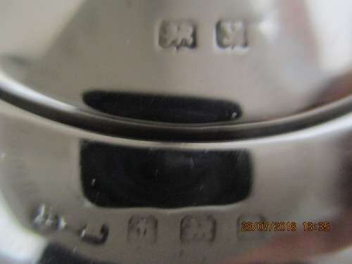 Glass powder bowl with hallmarked silver rim and lid - Birmingham circa 1923