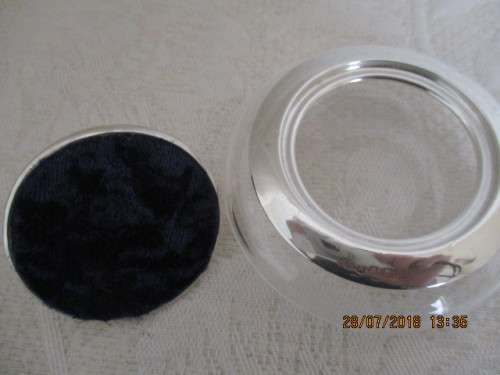 Glass powder bowl with hallmarked silver rim and lid - Birmingham circa 1923