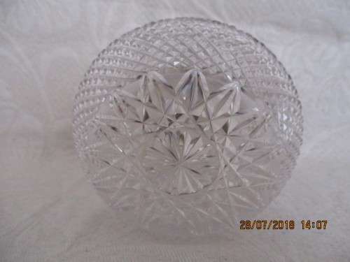 Stunning cut glass jam pot with plated silver spoon, rim & lid - 12,5 cm high