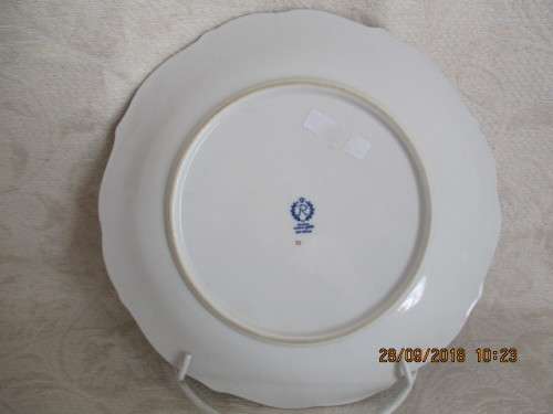 Gilded cabinet plate made in Germany - 'Echt kobalt' - 28,5 cm wide