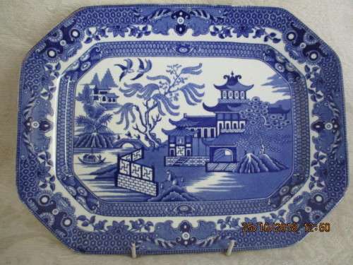 Burleighware 'Willow' pattern serving plate - circa 1920's - 285 mm long