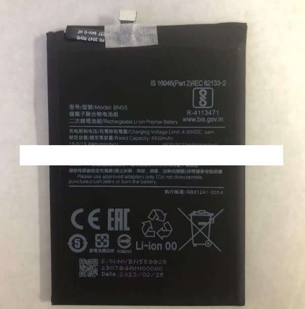 Mobile, SmartPhone Battery  ITCS-RMN9BN55  for  Redmi Note 9S  BN55  etc.