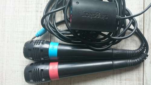 Wired SingStar Microphones (Red, Blue + USB Adapter)