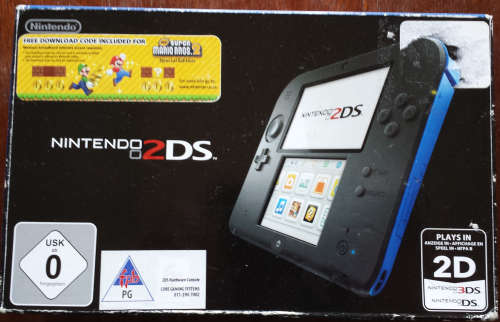Boxed Black and Blue 2DS Console + Charger + Free Game