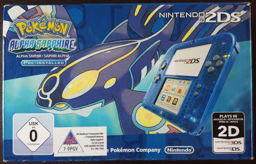 Boxed Special Edition Blue Pokemon Alpha Sapphire 2DS Console + Charger