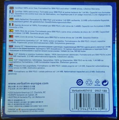 Sealed Verbatim Datalife MF 2HD - High Density 3.5" Microdiscs (Stiffy Diskettes)