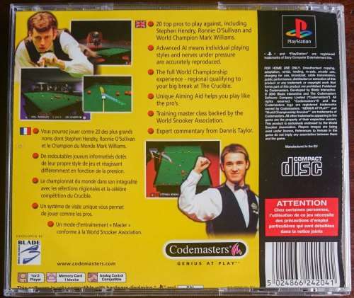 World Championship Snooker - PS1 (Bestsellers Edition)(Retro)