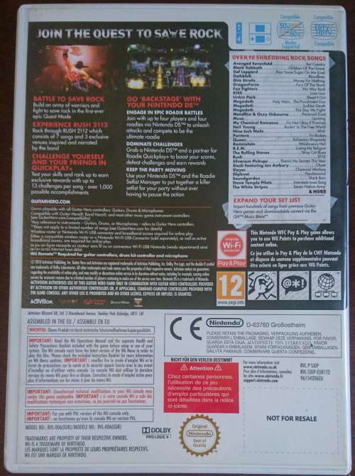 Guitar hero Warriors of Rock Game + Guitar  - Wii (Boxed)